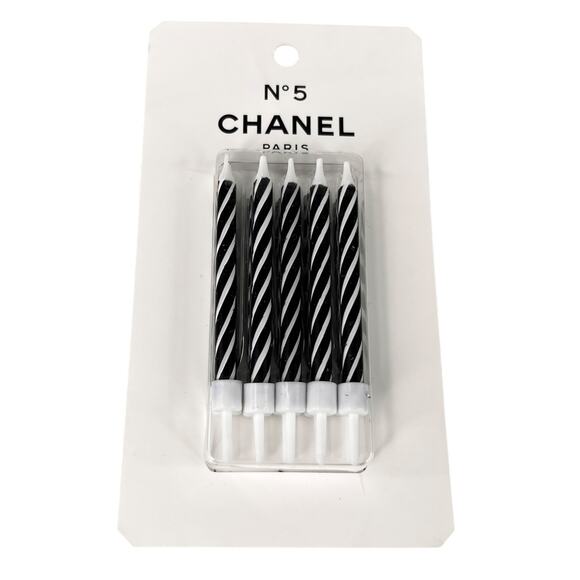 Chanel No 5 Birthday Candles Set of 10 Black White New - Picture 1 of 13